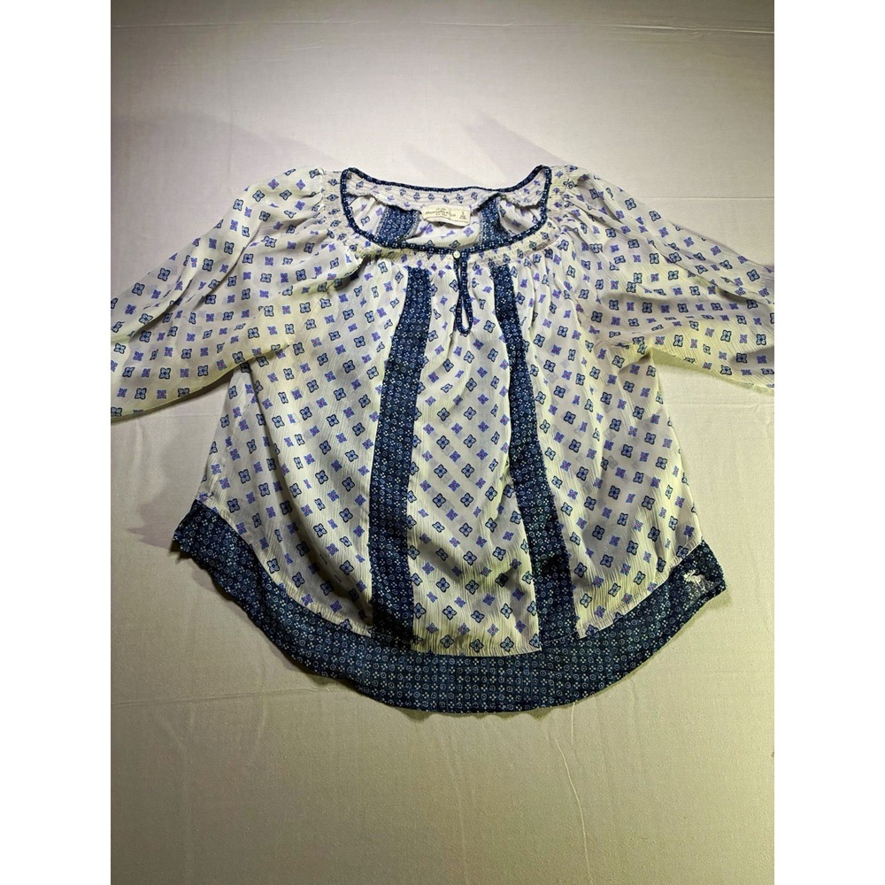Abercrombie & Fitch Y2K Women's S Peasant Scoop Neck Blouse Floral